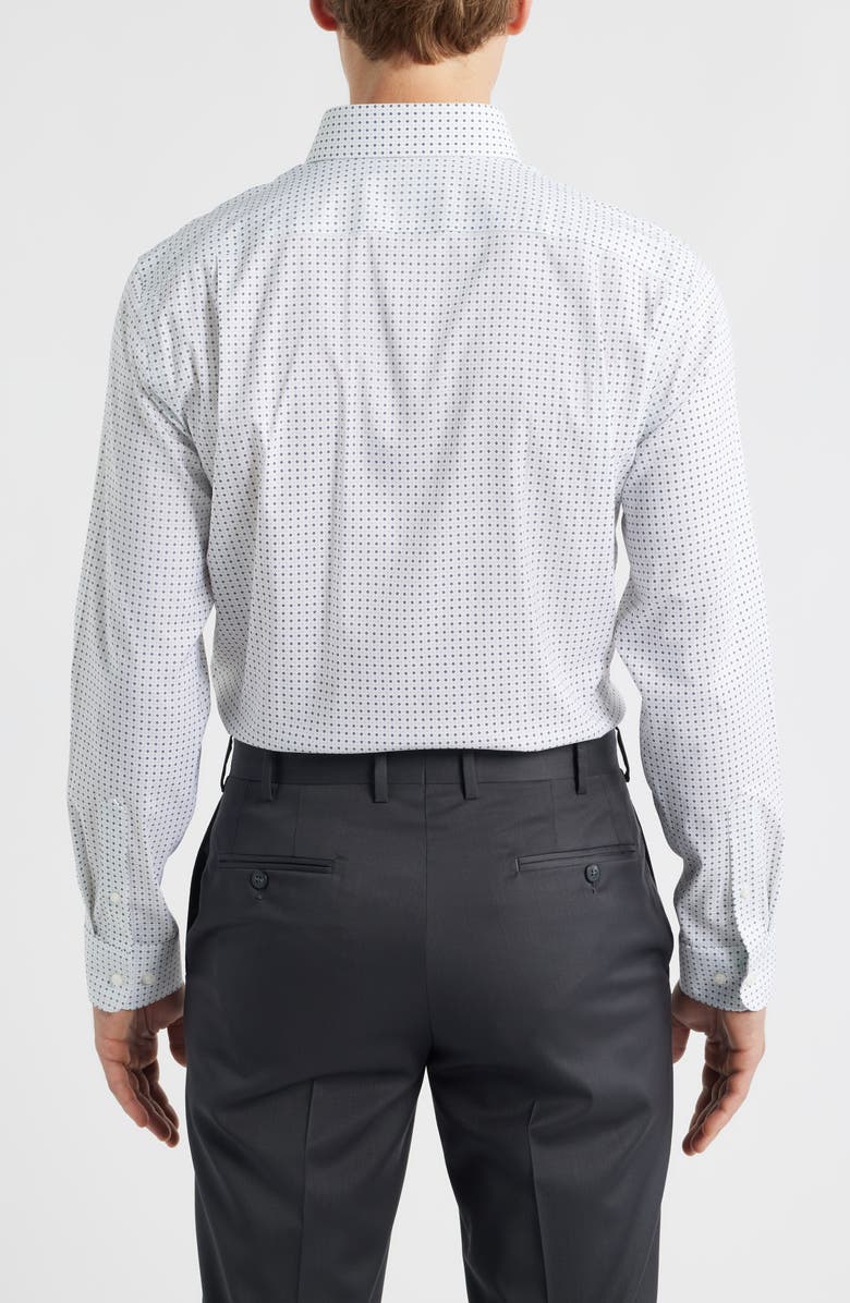 Nordstrom Trim Fit Geometric Print Premium Performance Twill Dress Shirt, Alternate, color, Light Blue