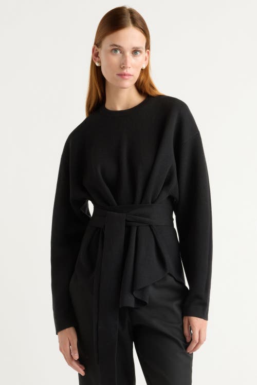 Modern Citizen Nara Tie-front Knit Sweater In Black