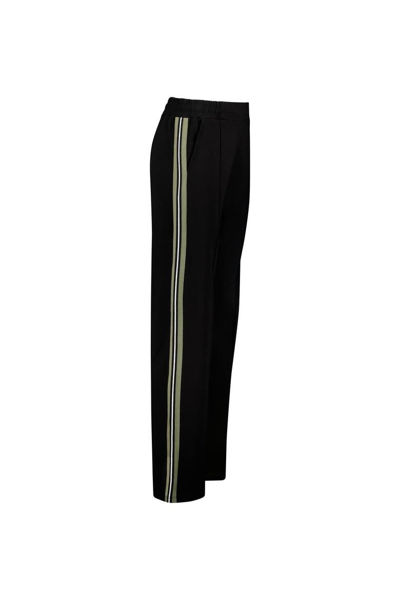 Marjorie Side Stripe Ponte Trousers, Alternate, color, Caviar Black & Khaki