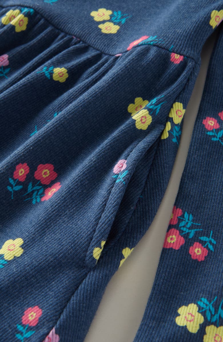 Tucker + Tate Kids' Ruffle Long Sleeve Rib Dress, Alternate, color, Navy Denim Chessie Floral