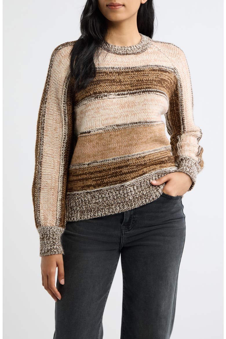 Mix Stripe Sweater, Main, color, BROWN MULTI