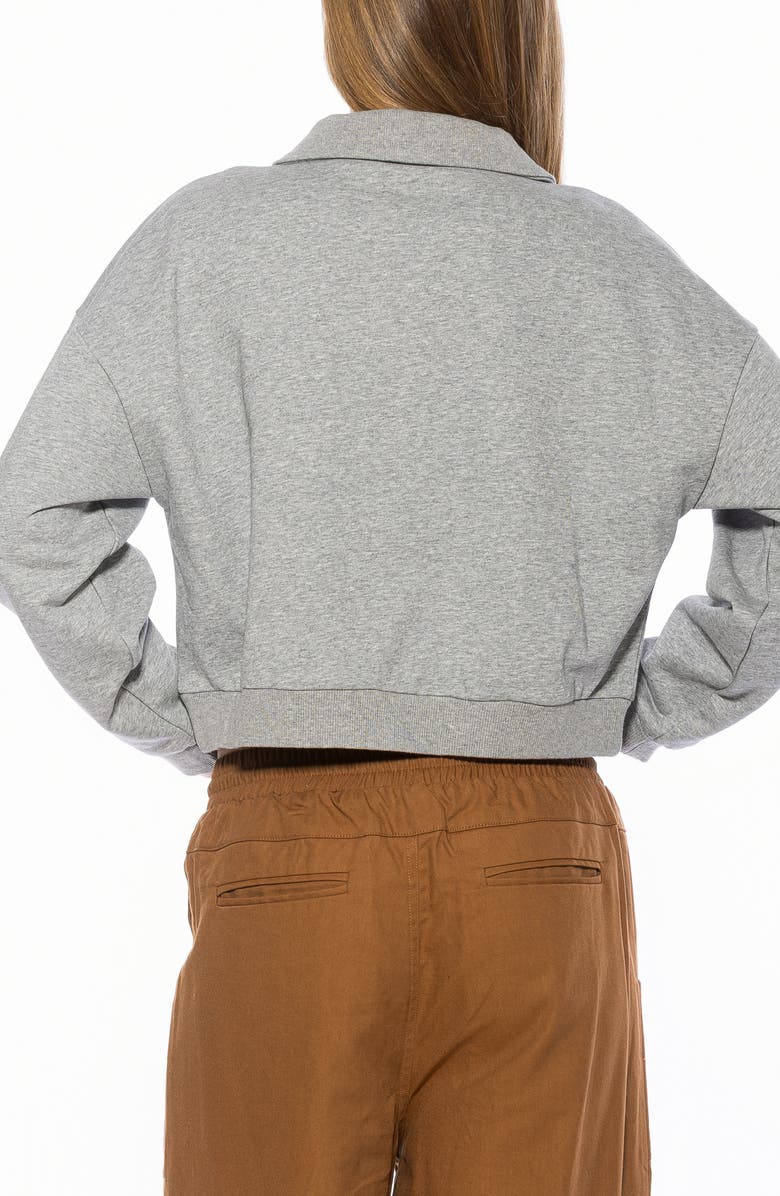 Alexia Admor Kario Crop Polo Sweatshirt, Alternate, color, Grey