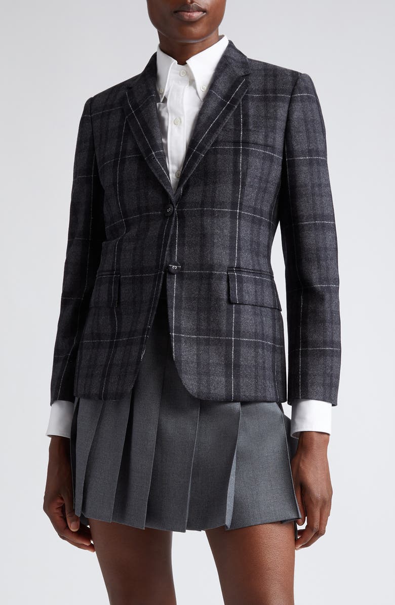 Thom Browne Tartan Wool & Cashmere Flannel Blazer, Main, color, 