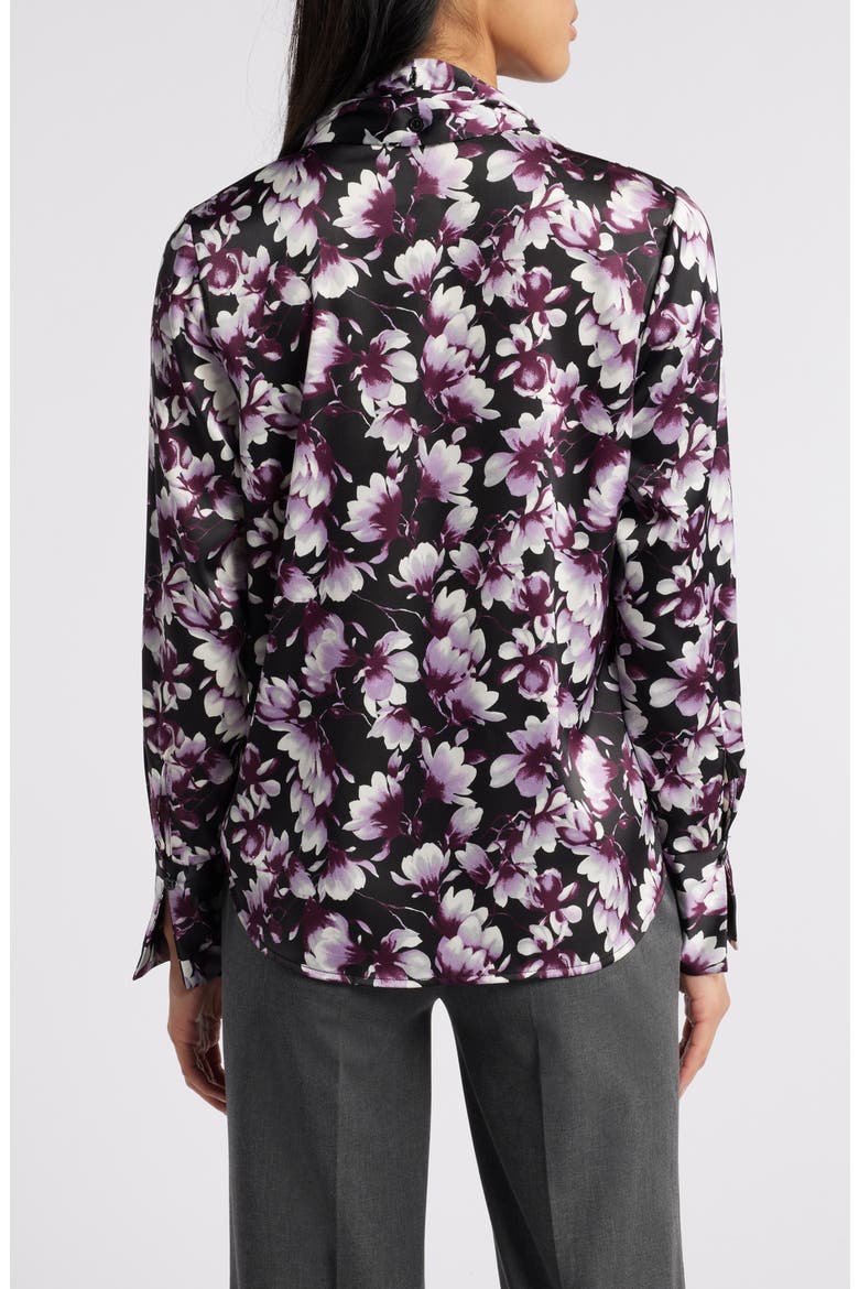 Floral Tie Neck Long Sleeve Top, Alternate, color, ANNE BLACK MULTI