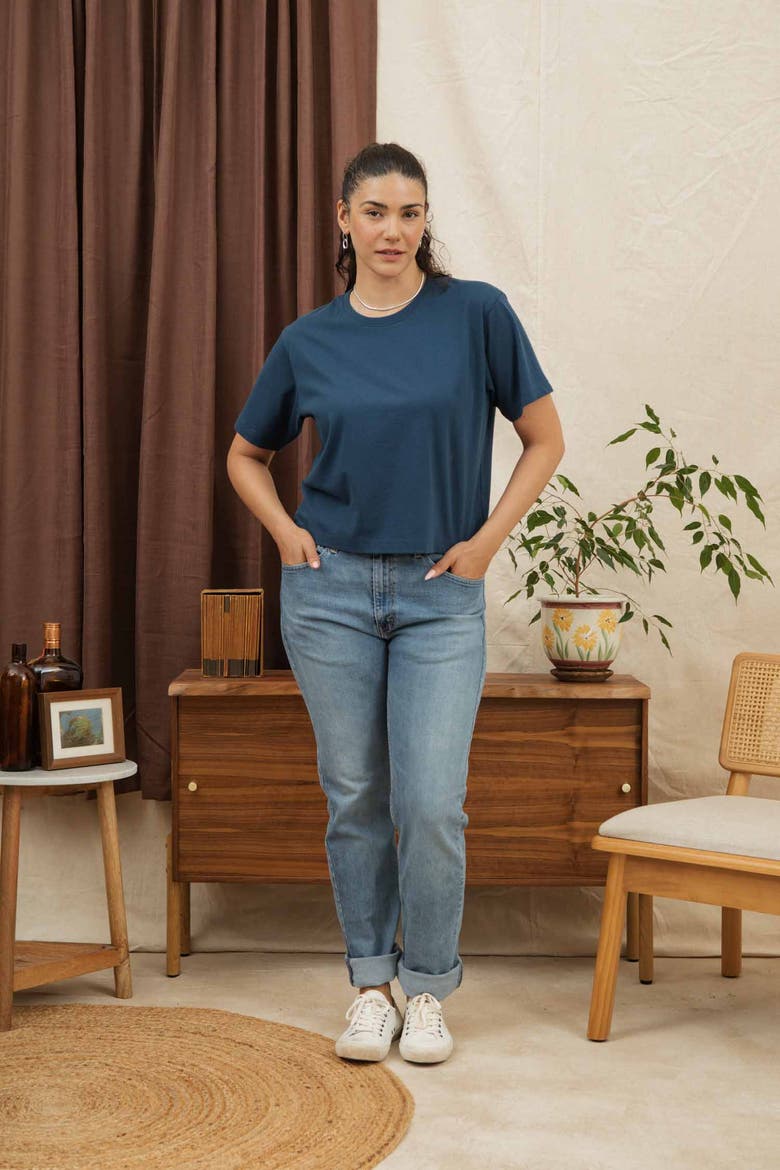 Recycled Boxy Tee, Alternate, color, Cobalt