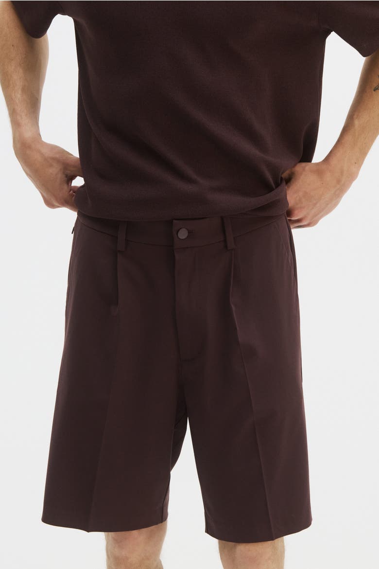 Four-way Stretch Loose Fit Shorts, Alternate, color, Dark brown