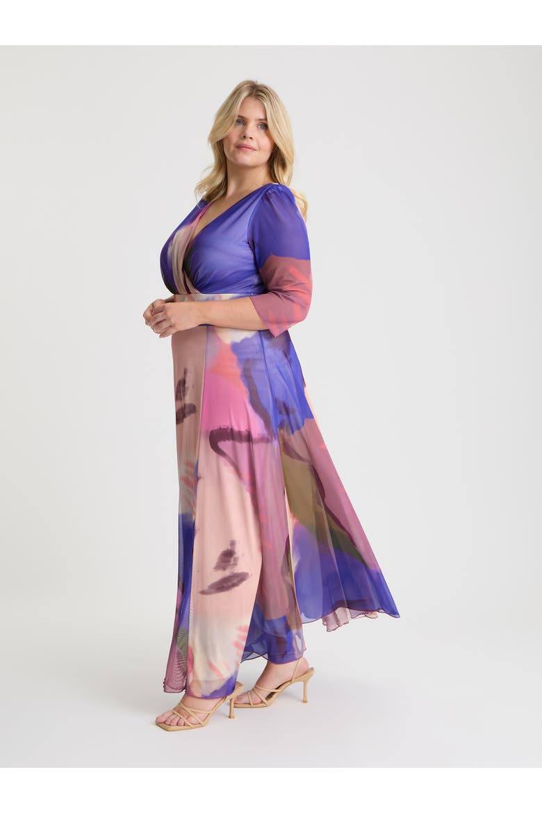 Verity Abstract Print Maxi Gown, Alternate, color, Aqua Blue Peach