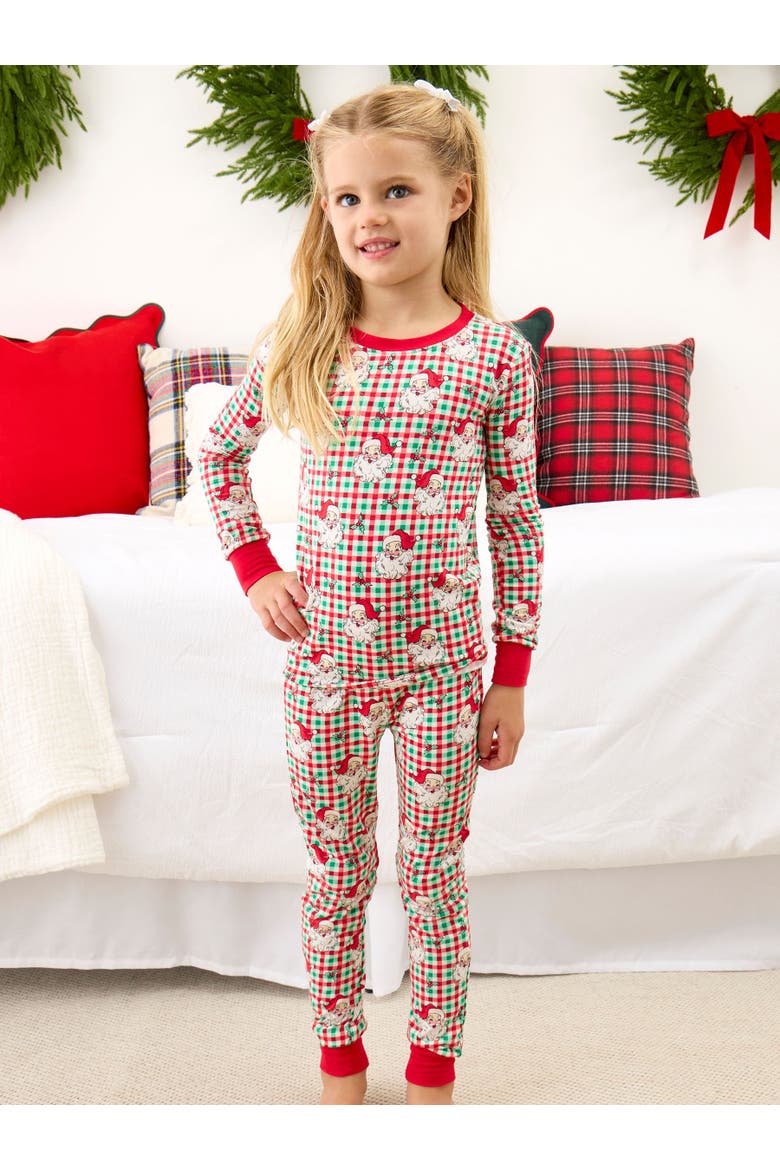 SoftSnooze Gender Incusive Holiday Long Sleeve Pajama Set, Alternate, color, Red & Green Dear Santa
