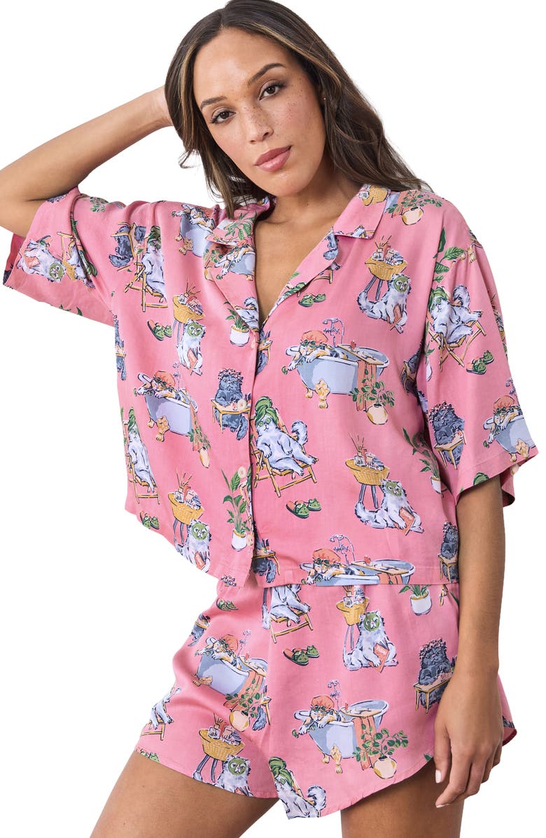 Printfresh Sweet Dreams Satin Pajamas, Alternate, color, Pink Polish