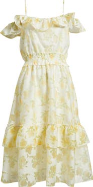 LAYERED WITH LOVE Off the Shoulder Ruffle Midi Dress