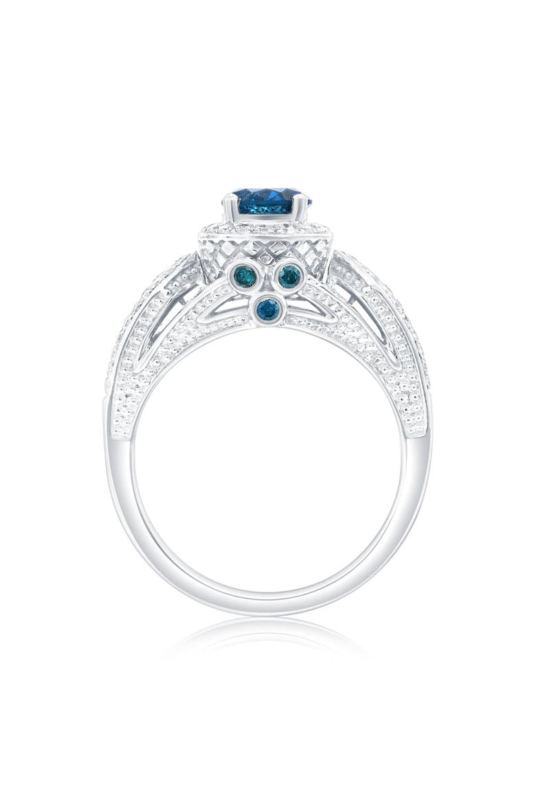 14K White Gold 0.79ct Blue Diamond & 0.37cttw Diamond Ring, Alternate, color, White Gold