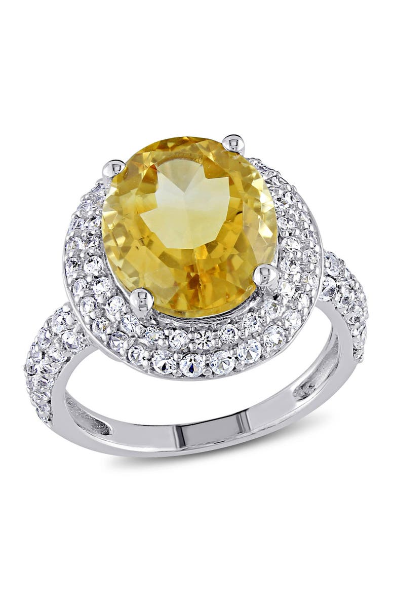 Julianna B. Gemstone & White Sapphire Double Halo Ring, Main, color, Citrine