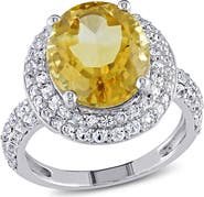 Julianna B. Gemstone & White Sapphire Double Halo Ring