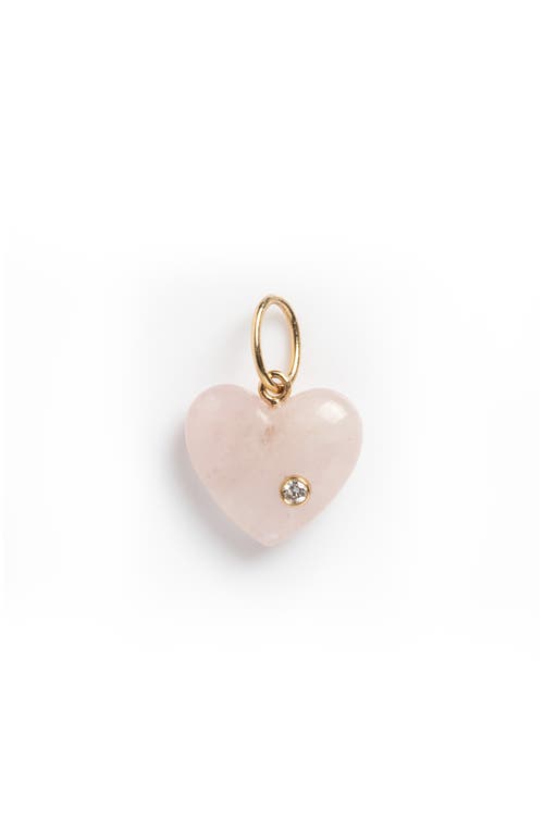 Local Eclectic Semiprecious Stone & Lab Grown Diamond Heart Charm In Pink