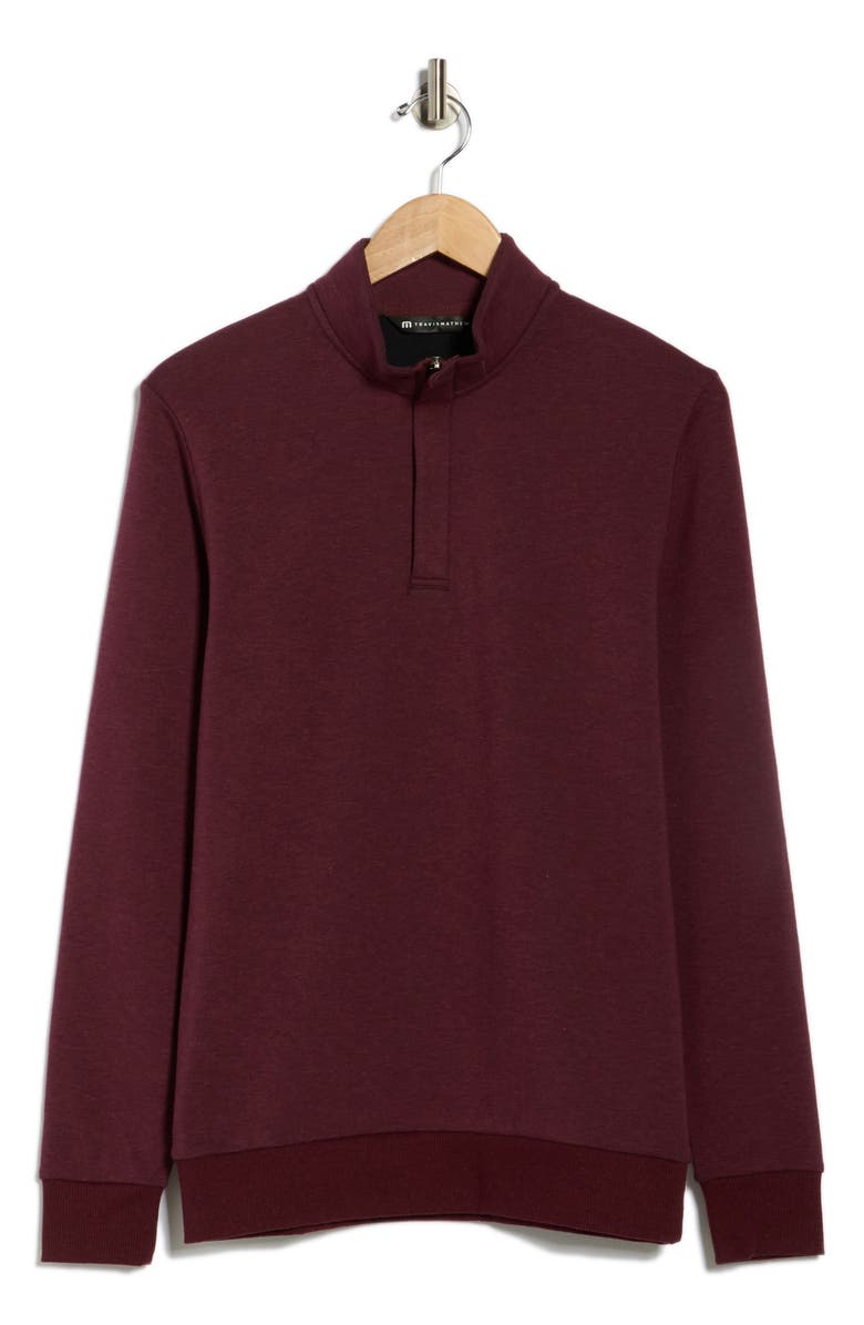 TravisMathew Cloud Quarter Zip 2.0 Sweatshirt, Alternate, color, Heather Dark Red