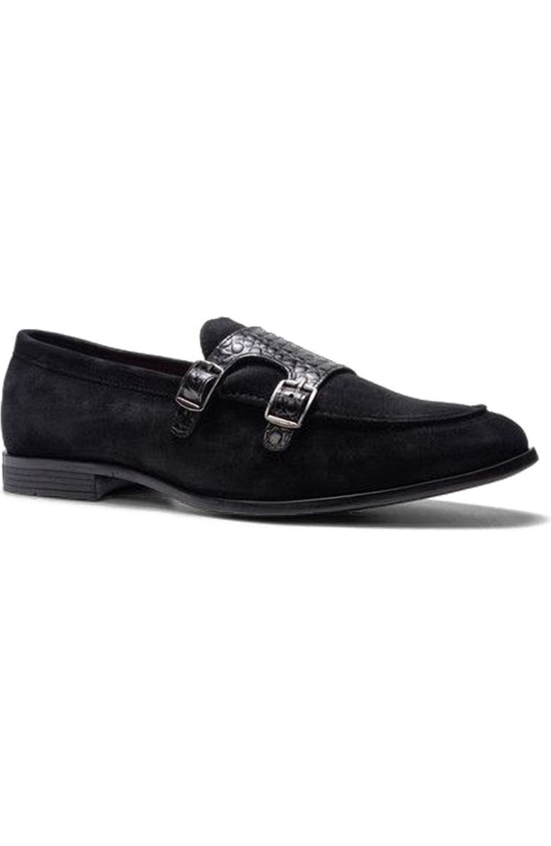 CARLOS SANTANA Virtuoso Double Monk Loafer, Alternate, color, Black Croco Print