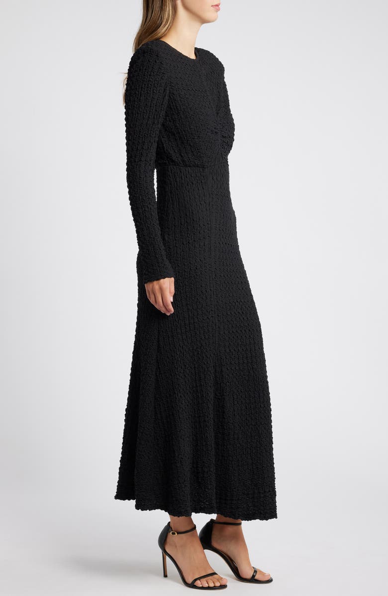 Mila Mae Textured Long Sleeve Midi Dress, Alternate, color, Black