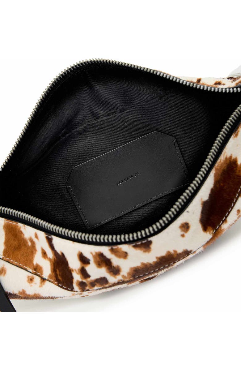 AllSaints Micro Luna Genuine Calf Hair Shoulder Bag, Alternate, color, Cow Print