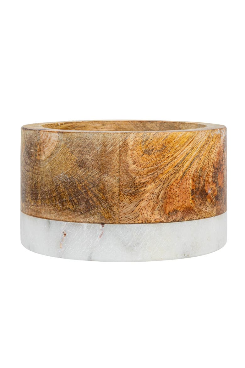 Mango Wood and Marble Bottle Holder, Alternate, color, Brown