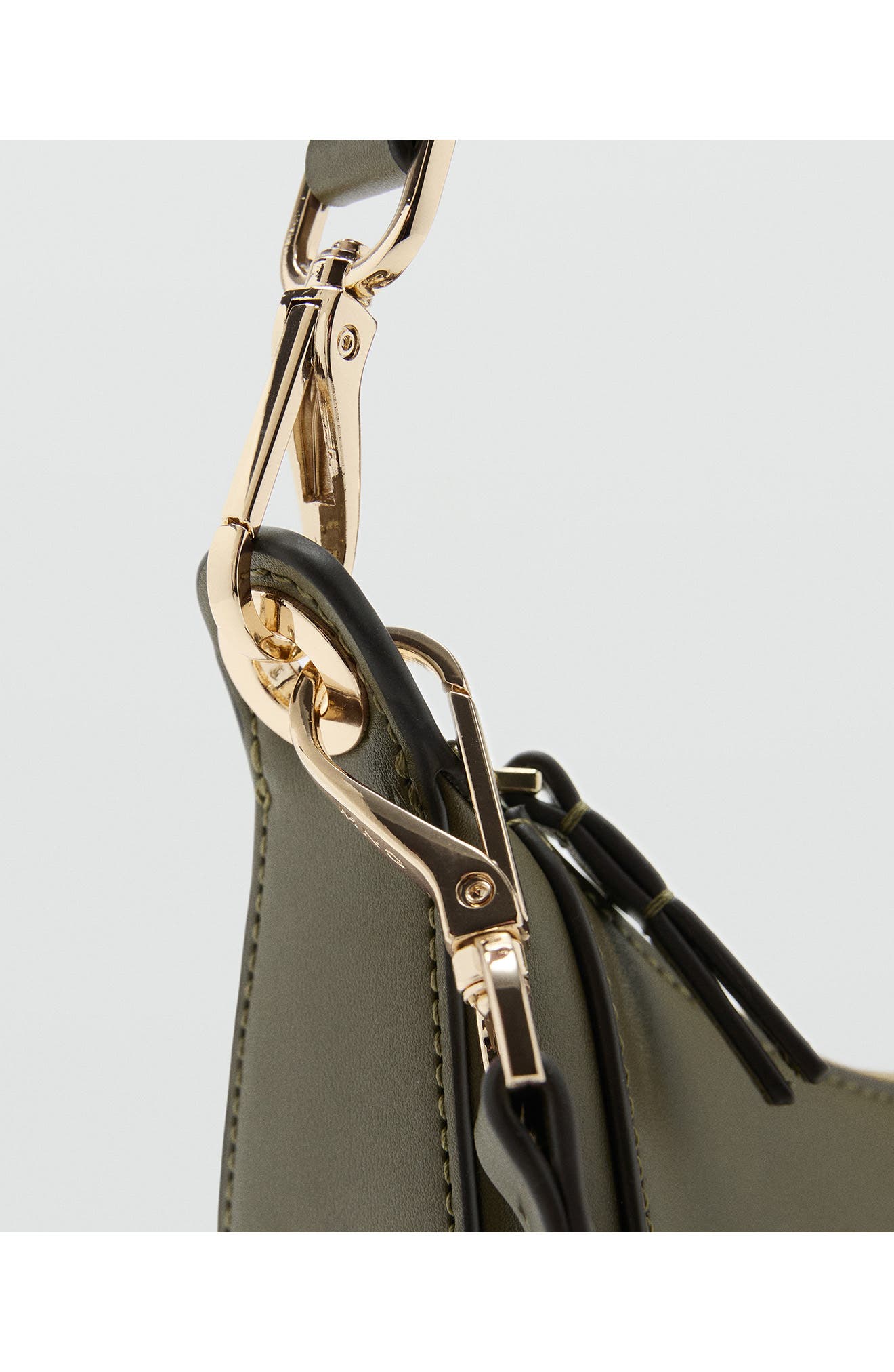 MANGO Oval Faux Leather Shoulder Bag, Alternate, color, Khaki Green