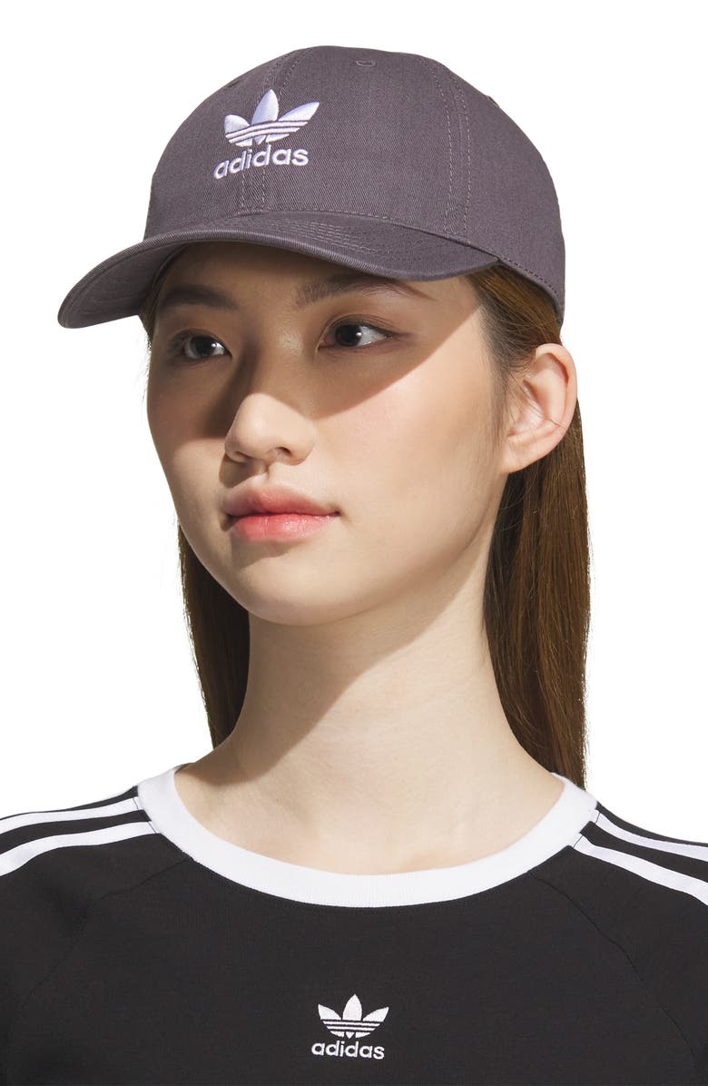 adidas Originals Relaxed Cotton Baseball Cap, Alternate, color, Grey Strata/ White
