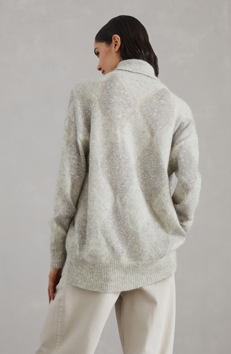 Brunello Cucinelli Dazzling Argyle turtleneck sweater, Alternate, color, 