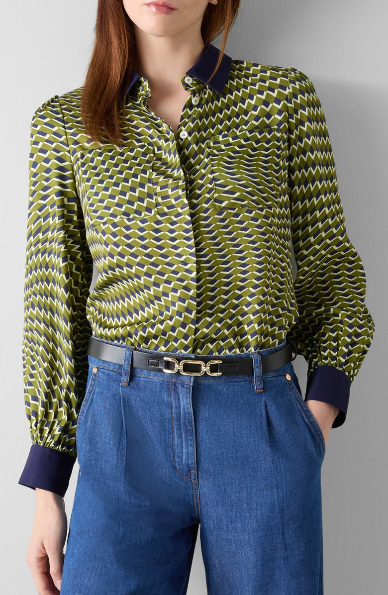 LK Bennett Henri Print Shirt, Alternate, color, Green Multi