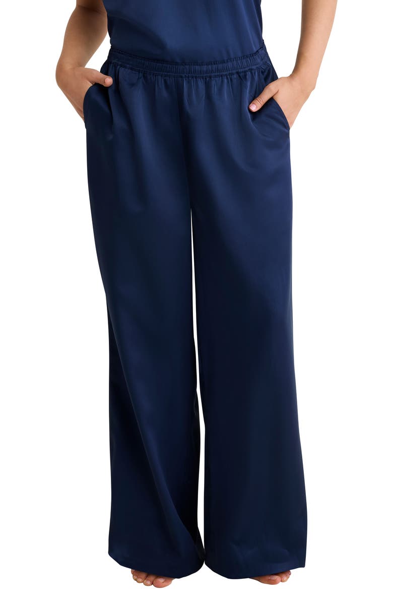 NZ BY NIC & ZOE Asher Wide Leg Satin Back Pants, Main, color, Ink