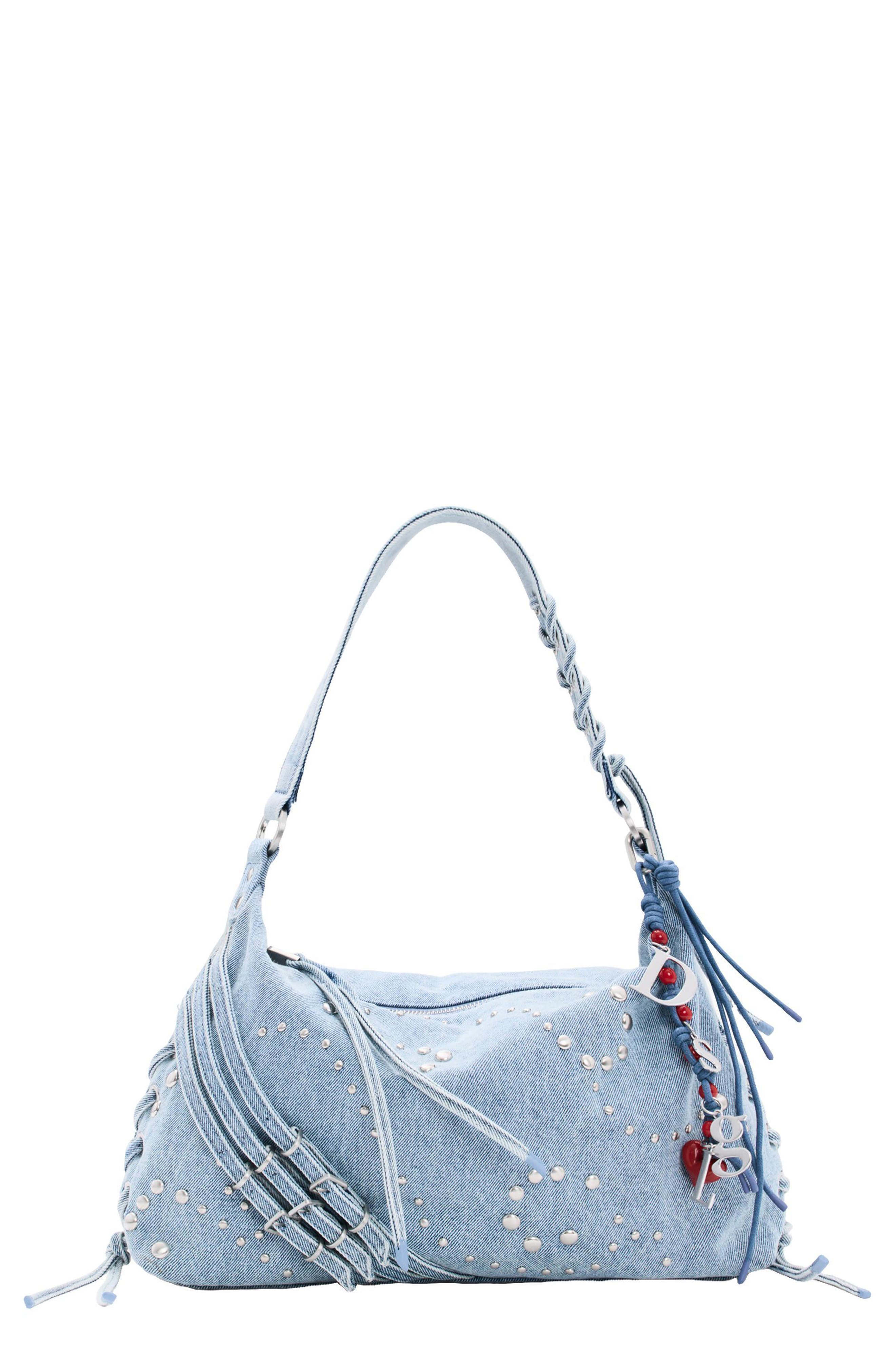 Medium Denim Shoulder Bag, Main, color, LIGHT BLUE