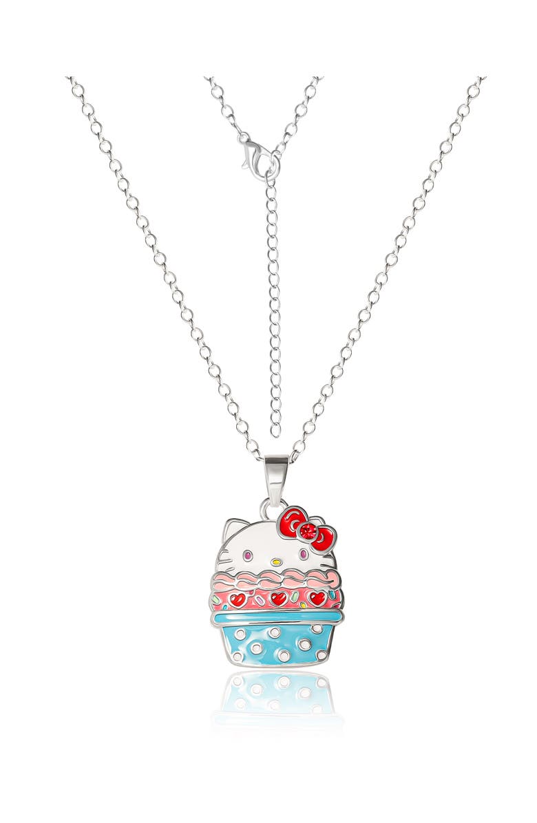 Hello Kitty Silver Plated Cupcake Pendant Necklace, Alternate, color, Silver