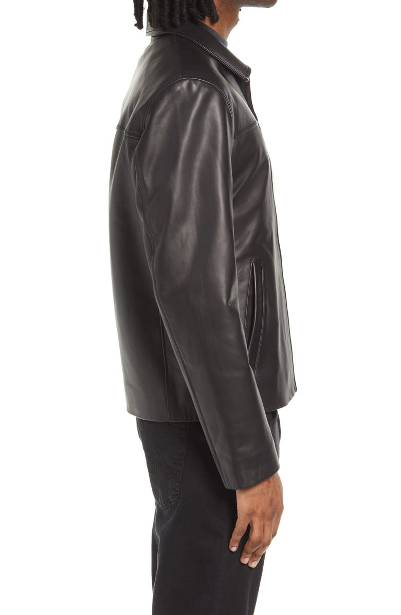 Cole Haan Smooth Lamb Leather Collared Jacket, Alternate, color, 