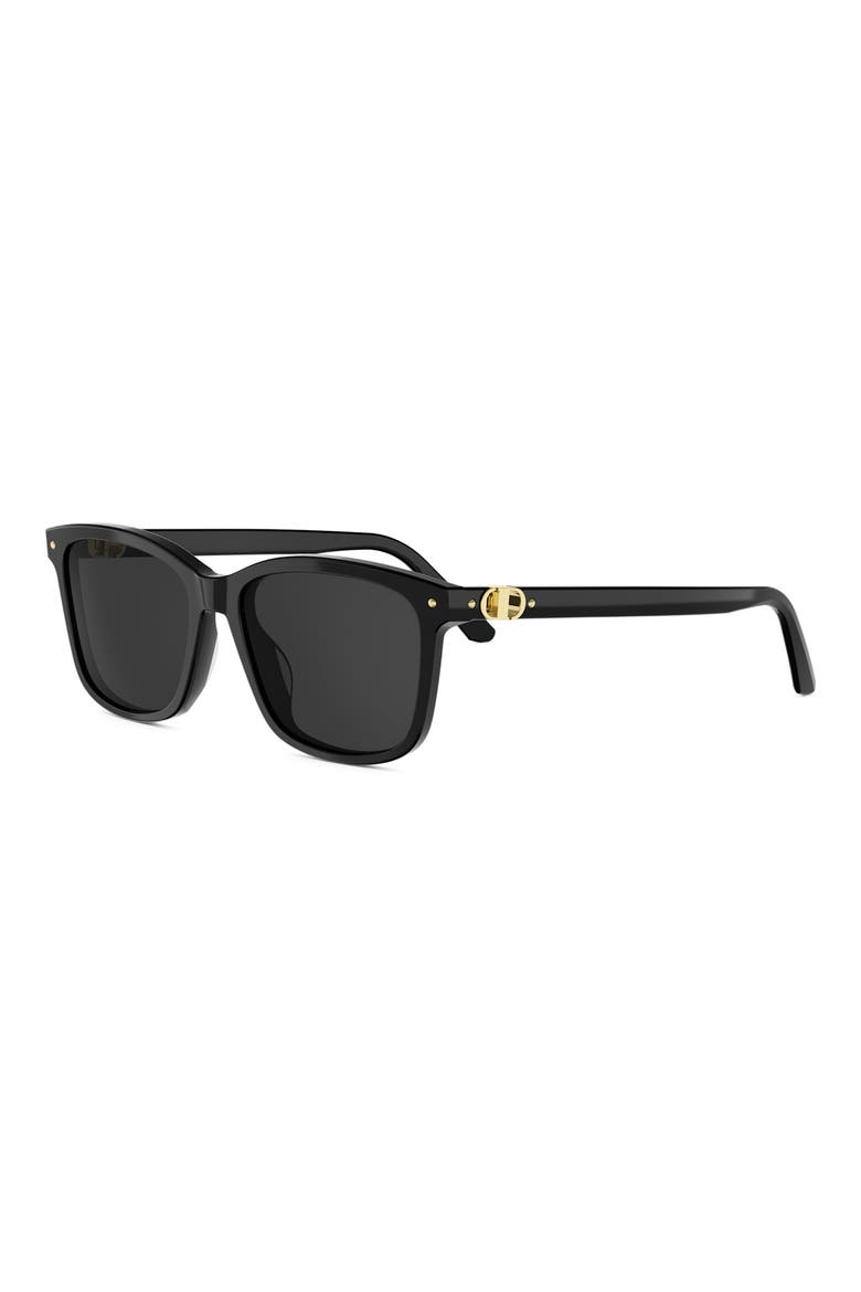 Petit CD S2I 54mm Rectangular Sunglasses, Alternate, color, SHINY BLACK / SMOKE