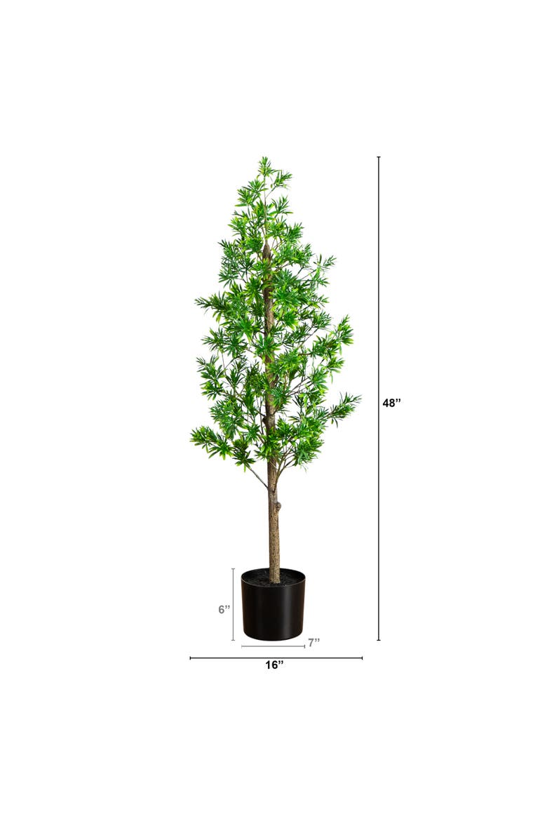 4-ft UV Artificial Podocarpus Artificial Tree, Alternate, color, Green