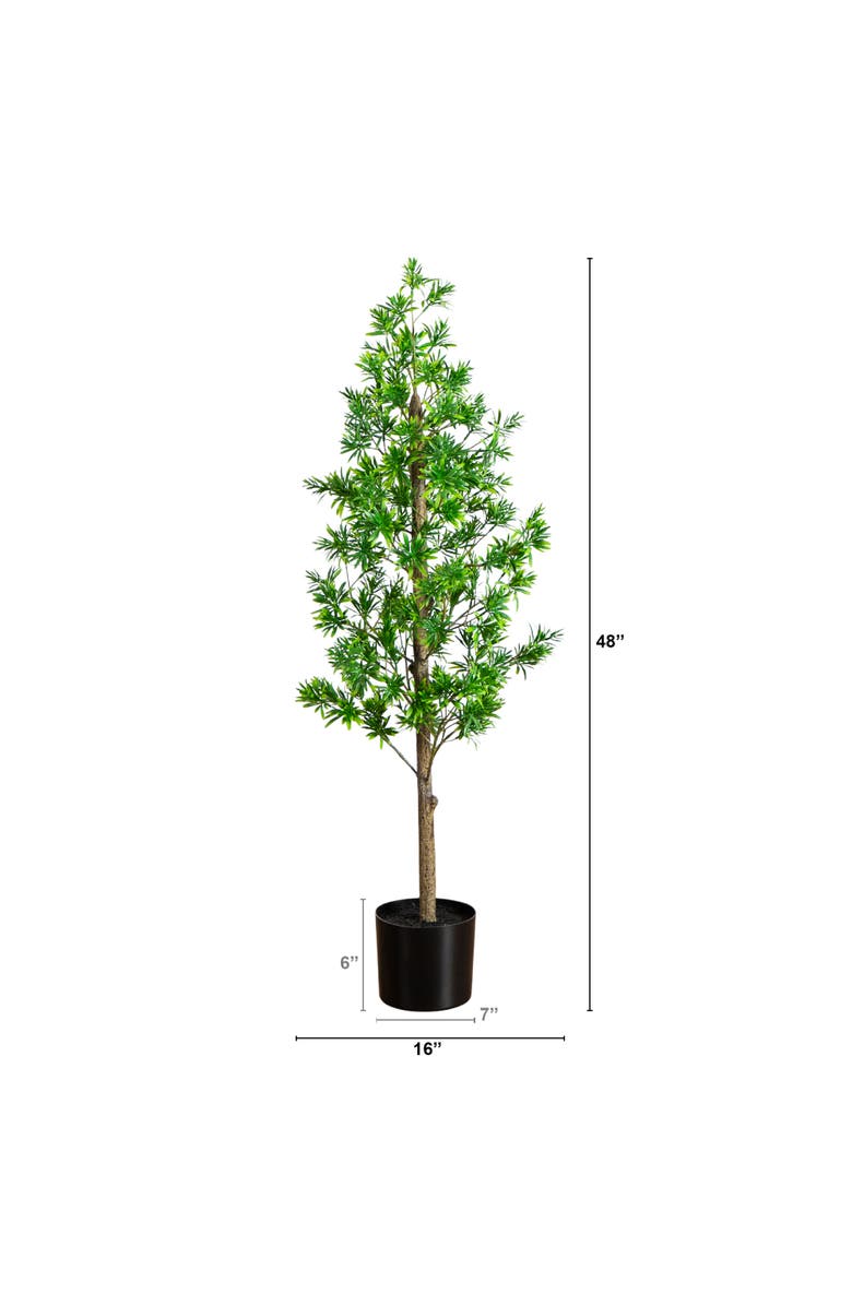 NEARLY NATURAL 4-ft UV Artificial Podocarpus Artificial Tree, Alternate, color, Green