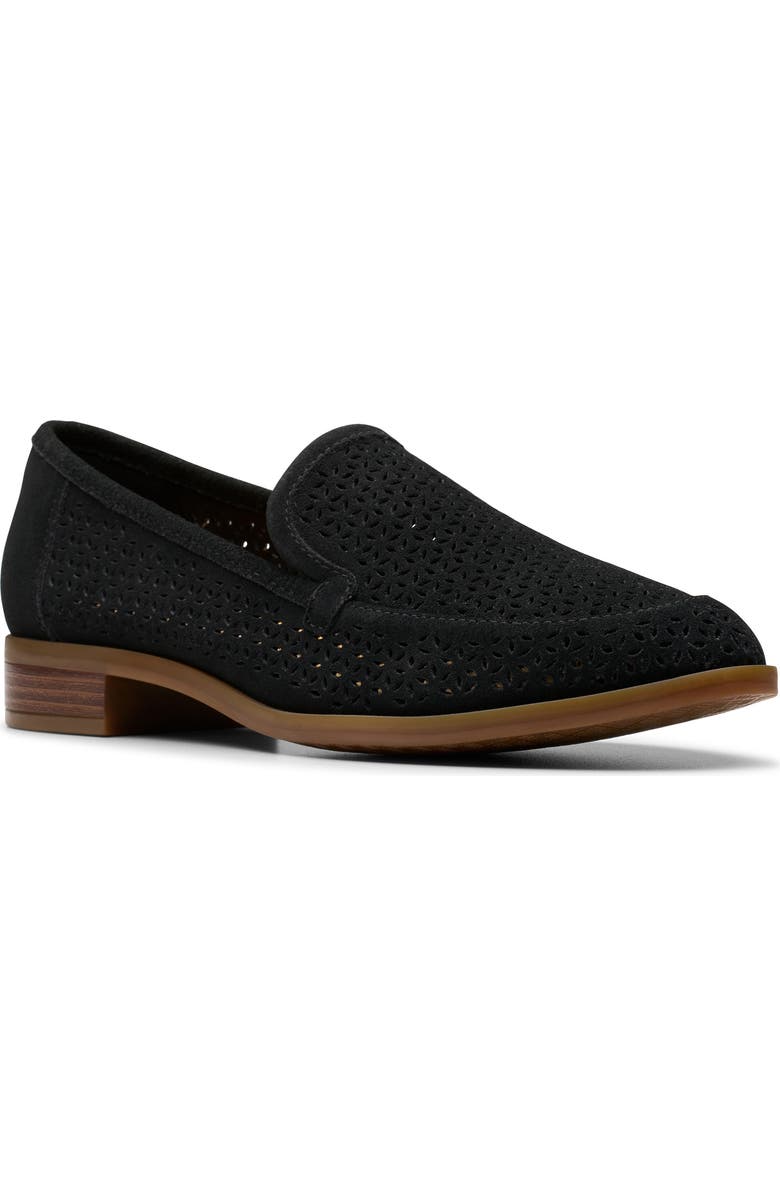 Clarks<sup>®</sup> Trish Cove Slip-On, Main, color, Black Suede