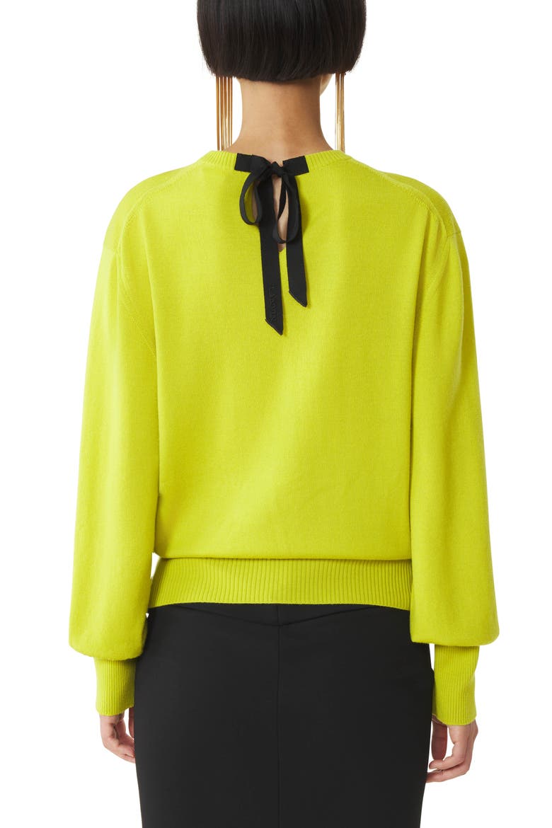 Green Wool Sweater With Grosgrain Detail, Alternate, color, Absinth Green