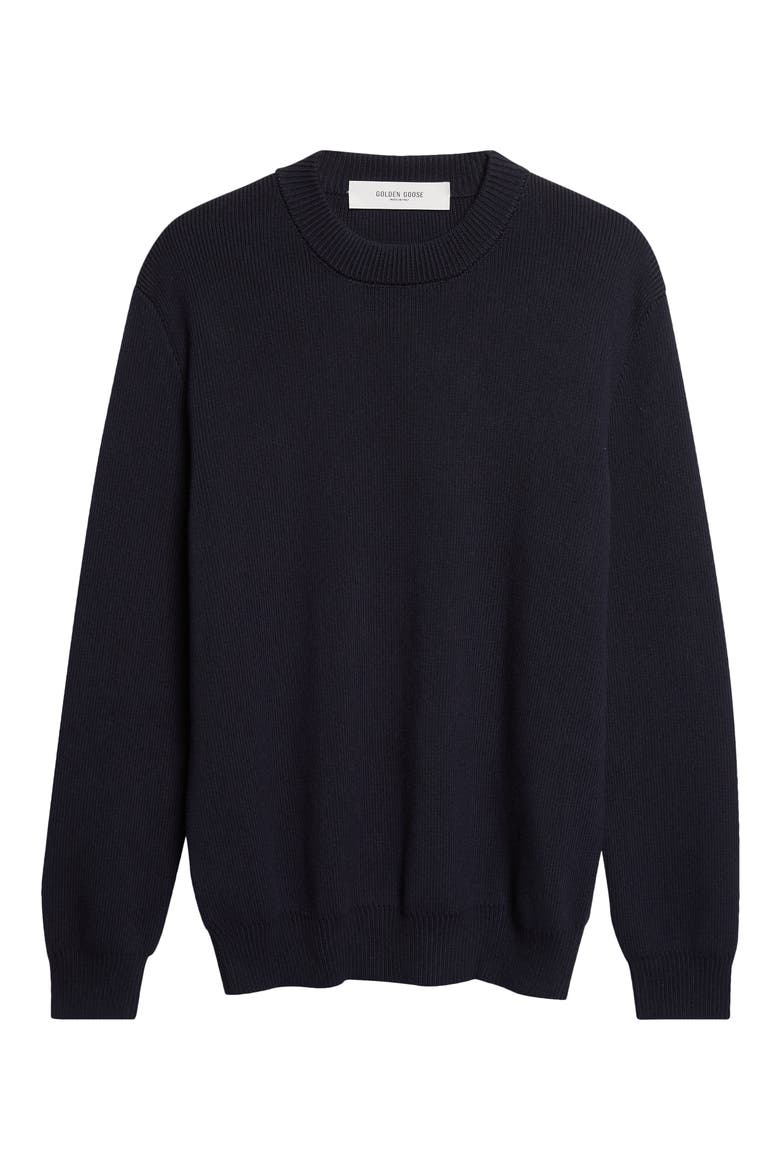 Golden Cotton Blend Crewneck Sweater, Main, color, DARK BLUE