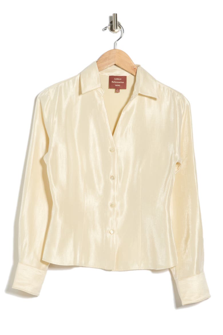 x Camille Rowe Nico Button-Up Shirt, Alternate, color, VANILLA