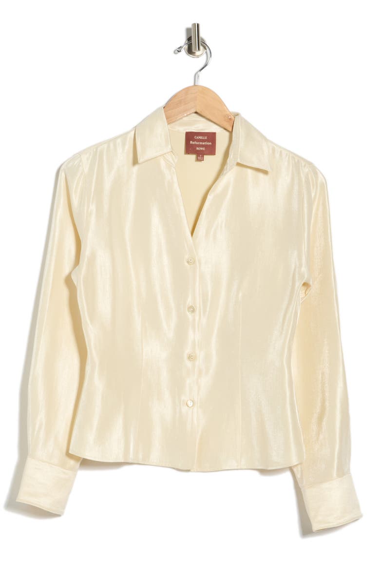 Reformation x Camille Rowe Nico Button-Up Shirt, Alternate, color, 