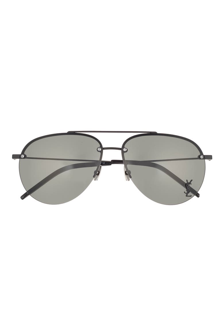 61mm Aviator Sunglasses, Main, color, BLACK BLACK GREY