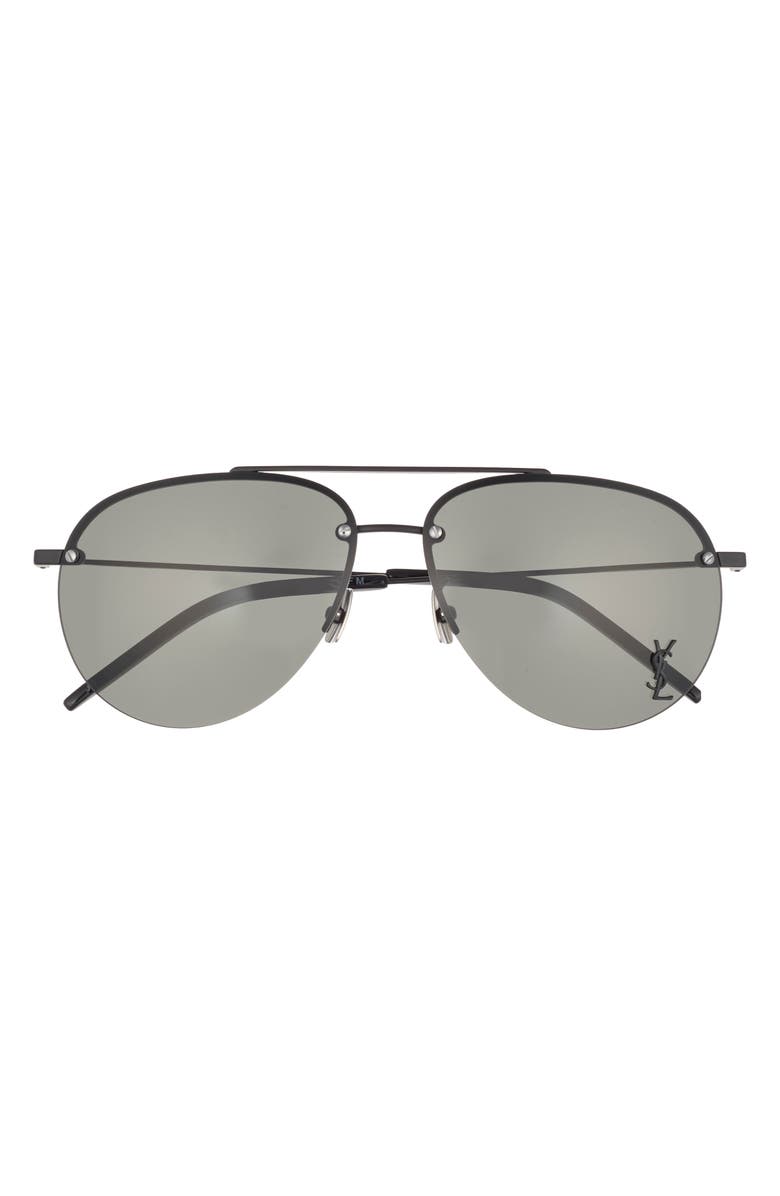 Saint Laurent 61mm Aviator Sunglasses, Main, color, Black Black Grey