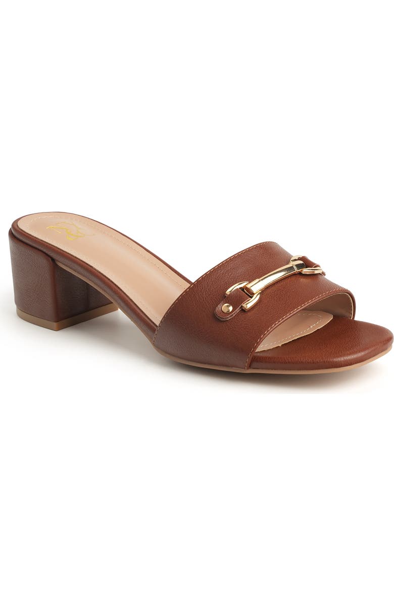 NEW YORK AND COMPANY Maxine Bit Slide Sandal, Main, color, Cognac/Brown