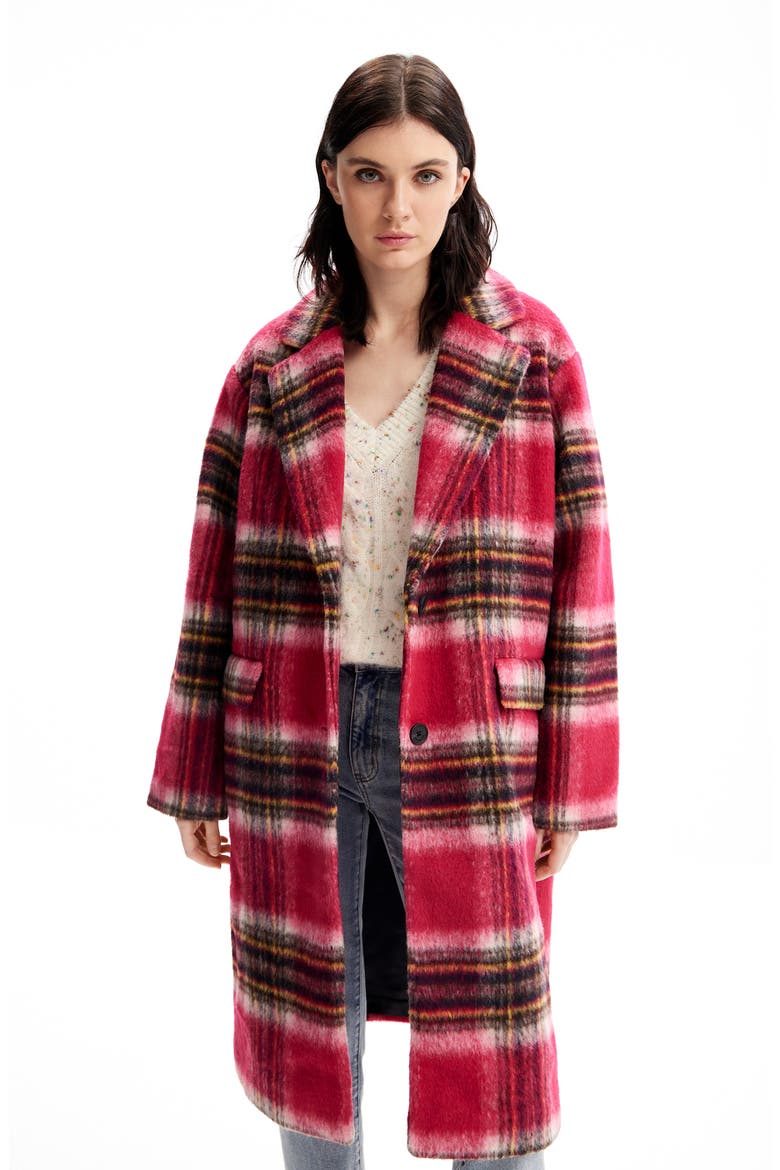 Tommy Plaid Overcoat, Alternate, color, RED