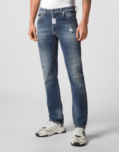 Denim Trousers Super Straight Cut Hexagon Logo Men
