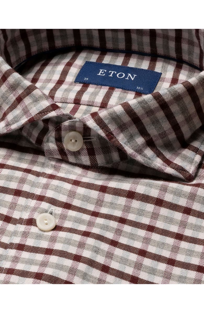 Eton Contemporary Fit Plaid Flannel Dress Shirt, Alternate, color, 