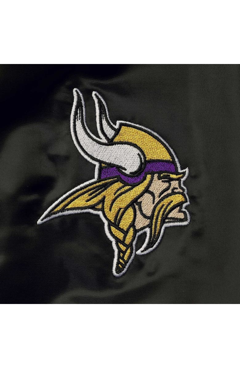 STARTER Men's Starter Black Minnesota Vikings Locker Room Satin Varsity Full-Snap Jacket, Alternate, color, Black