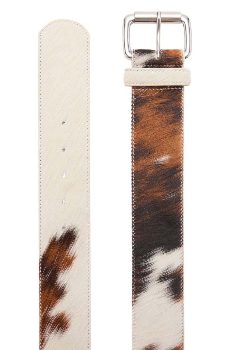 MANGO Bovine Print Genuine Calf Hair Belt, Alternate, color, 
