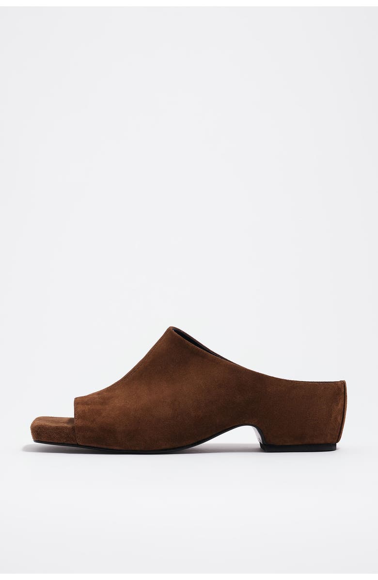 Bimba y Lola Suede Heeled Sandal, Main, color, Chocolate