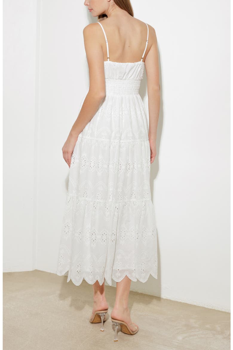 Eyelet Embroidery Midi Dress, Alternate, color, OFF WHITE