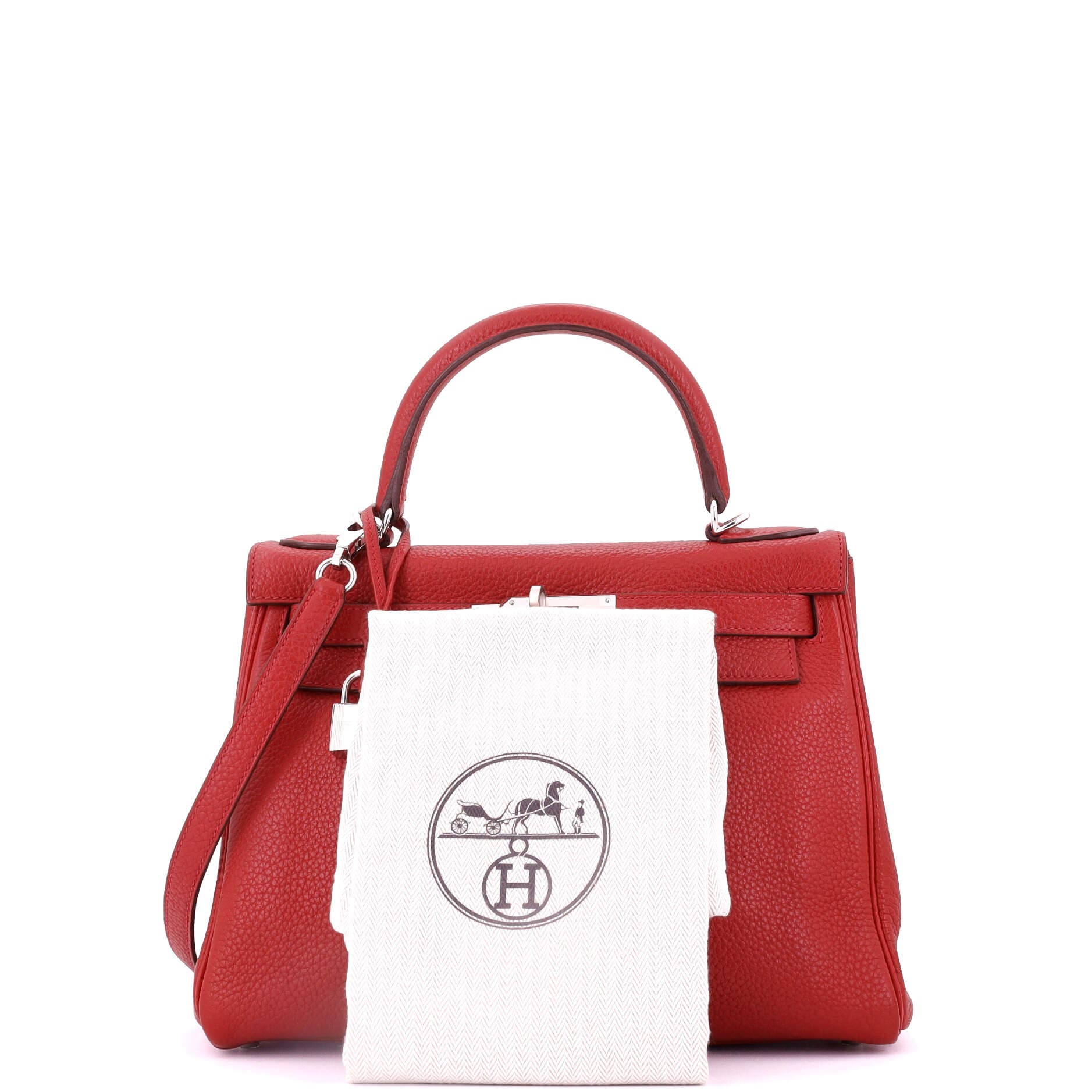 Pre-Owned Hermes Kelly Handbag Red Togo with Palladium Hardware 28, Alternate, color, 